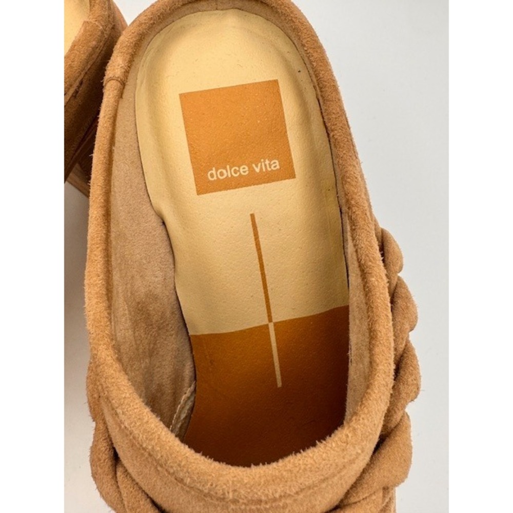 Dolce Vita Tan Suede Braided Block Heel Mules Pointed Toe Slip On Shoes Size 6.5 - Picture 11 of 13